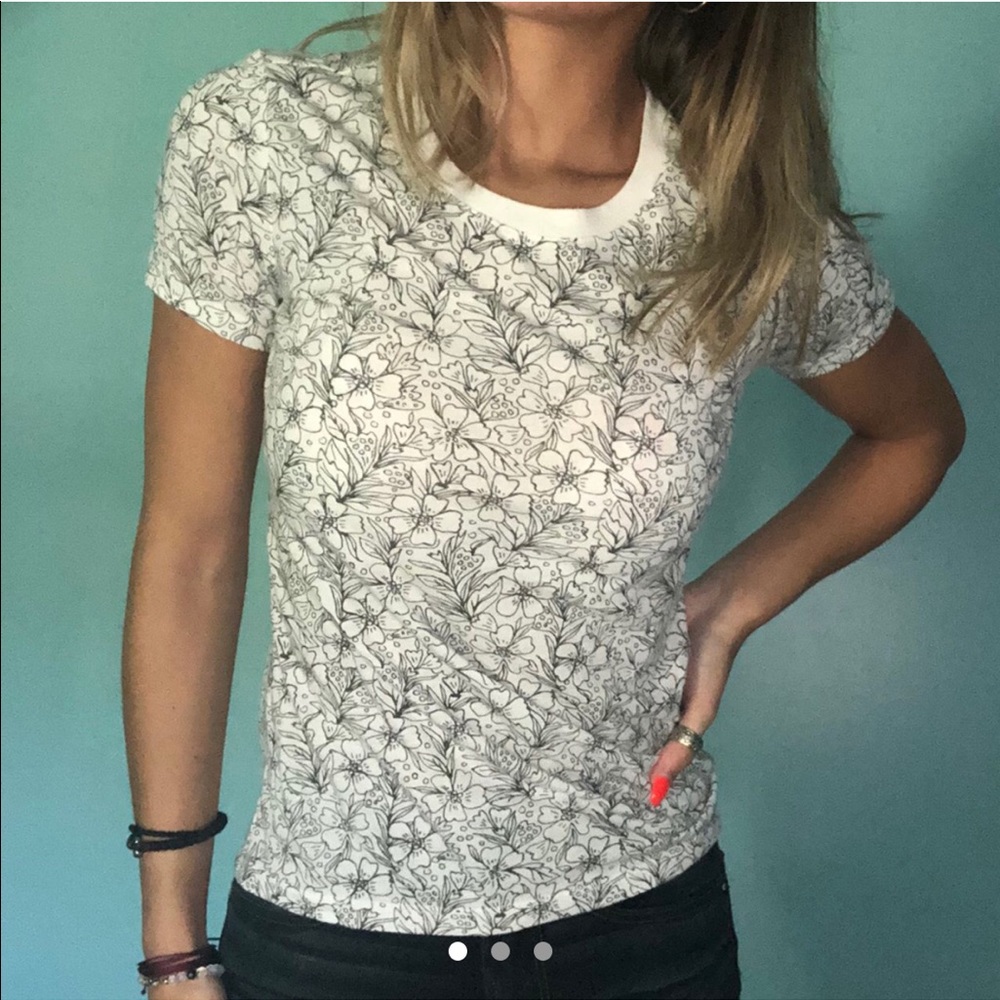 Floral Black and White Tee Shirt